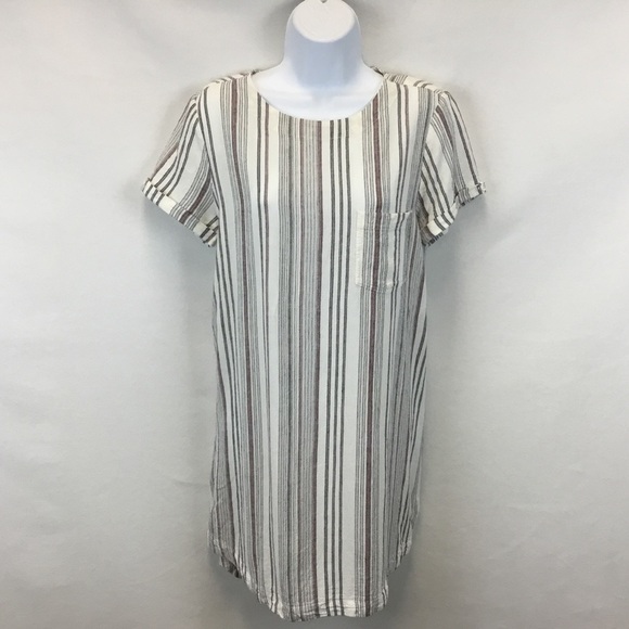 Cloth & Stone Striped Linen Blend Button Back Shirt Dress. - Picture 2 of 12